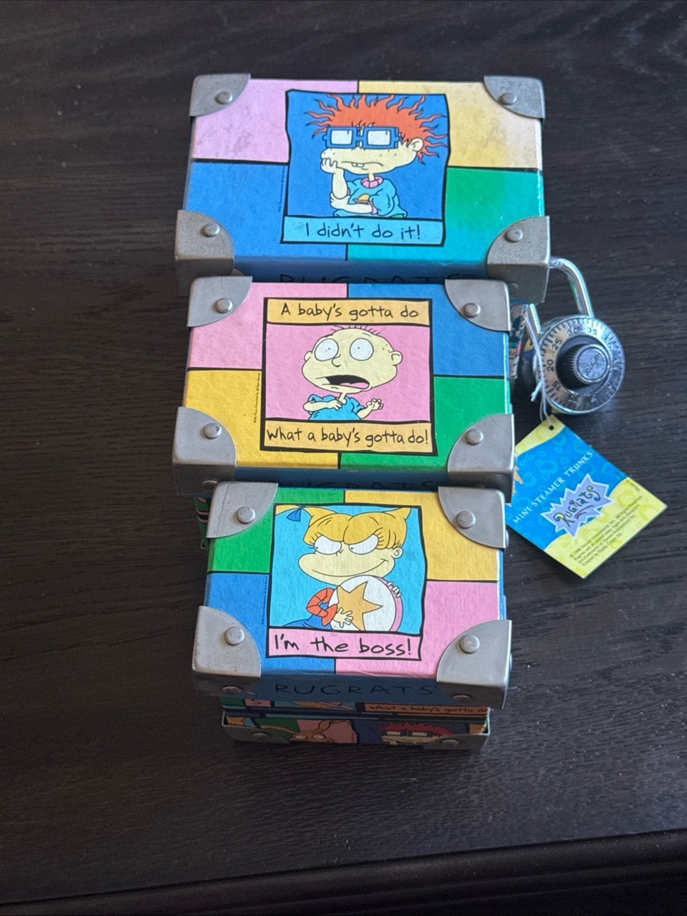 Rugrats Themed Colorful mini steamer, trunk, set - vintage 1998